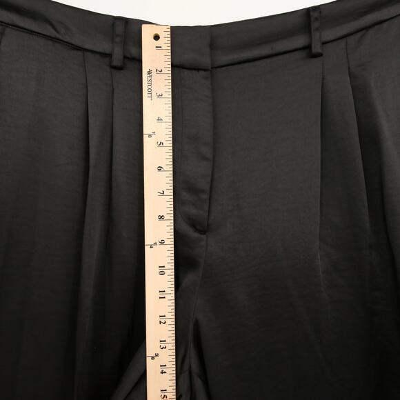 Vince Camuto Dress Pants Black Wide Leg Front Pleat Satin Trouser Pockets 16W - Picture 7 of 15